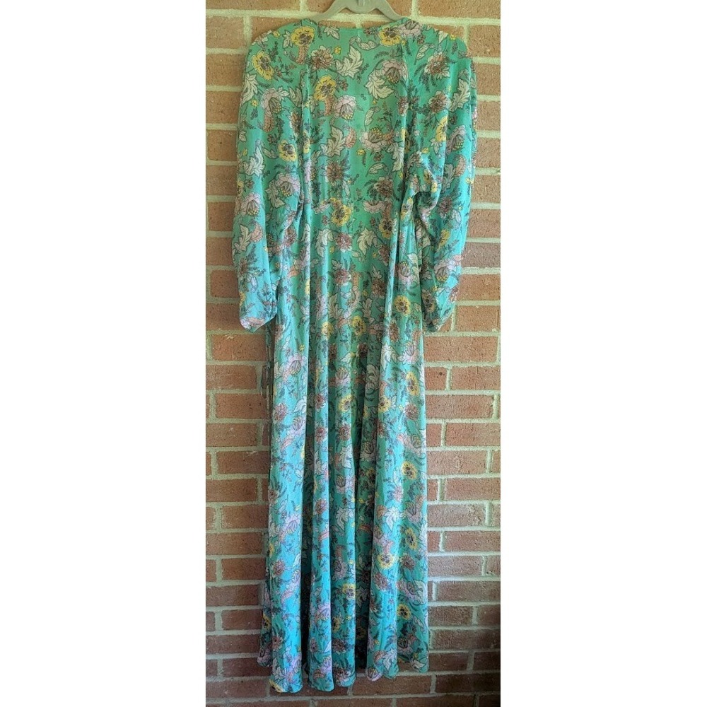 Free People Earthfolk Duster Dress M Flowy Button Runched Boho Cottagecore New - Picture 11 of 16